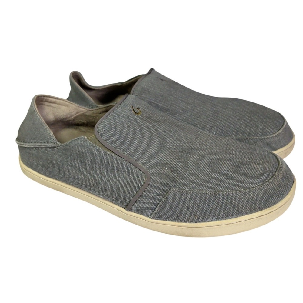 OluKai Nohea Lole Shoes Mens Size 14 Slip On Gray Canvas 10346-261P Hawaiian